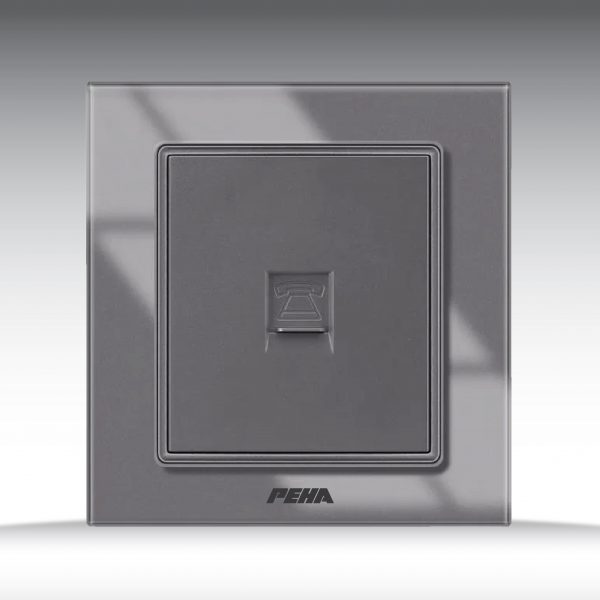 Bộ ổ cắm điện thoại đơn Aura glass gray Series P-037