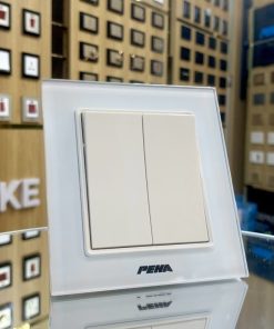 Bộ công tắc 2x1 chiều Aura glass white Series P-041