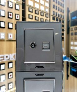 Bộ ổ cắm tivi + mạng - Aura glass gray Series P-040