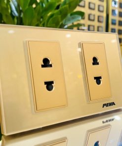 Bộ ổ cắm đôi 2 chấu PEHA - AURA KANTIG GLASS GOLD Series P-011