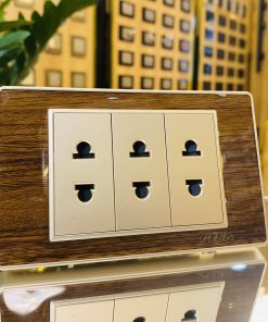 BỘ 3 Ổ CẮM HAI CHẤU - NOVA WOOD series - Kính Acrylic vân gỗ