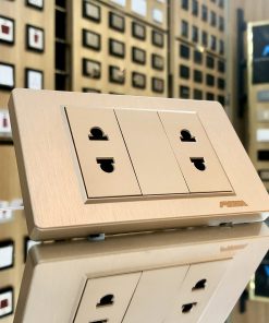 Bộ ổ cắm đôi 2 chấu C5 Plastic Gold Series