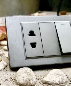 Bộ ổ cắm 2 chấu + công tắc 1 chiều - C5 grey series