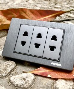 Bộ 3 ổ cắm đôi 2 chấu - series C5 grey