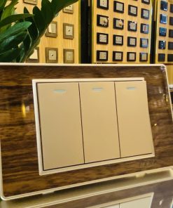 BỘ 3 CÔNG TẮC 1 CHIỀU (size S) – NOVA WOOD series – Kính Acrylic vân gỗ