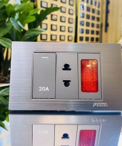 BỘ CÔNG TẮC 20A, ĐÈN BÁO ĐỎ & Ổ CẮM 2 CHẤU – NOVA ALUMINUM