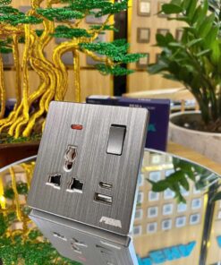 DIALOG 86 – GRAY (16A/250V) USB/Type C & 3 Pole Socket & Switch Lock – PEHA