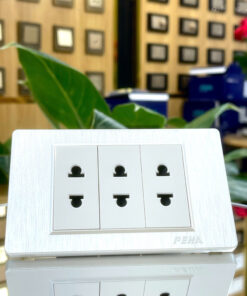 Bộ 3 Ổ Cắm Đôi 2 Chấu PEHA - WHITE C1 SERIES C1-GPLOC2CSS/M3L