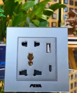Bộ Ổ Cắm Đa Năng 5 Chấu + USB – Aura Glass Grey Series