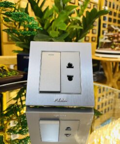 BỘ Ổ CẮM ĐƠN 2 CHẤU + CÔNG TẮC 1 CHIỀU – NOVA ALUMINUM 86 series